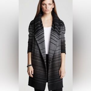 Vince Sophie Wool Cashmere Alpaca Yak Open-Front Longline Hooded Cardigan Sz M